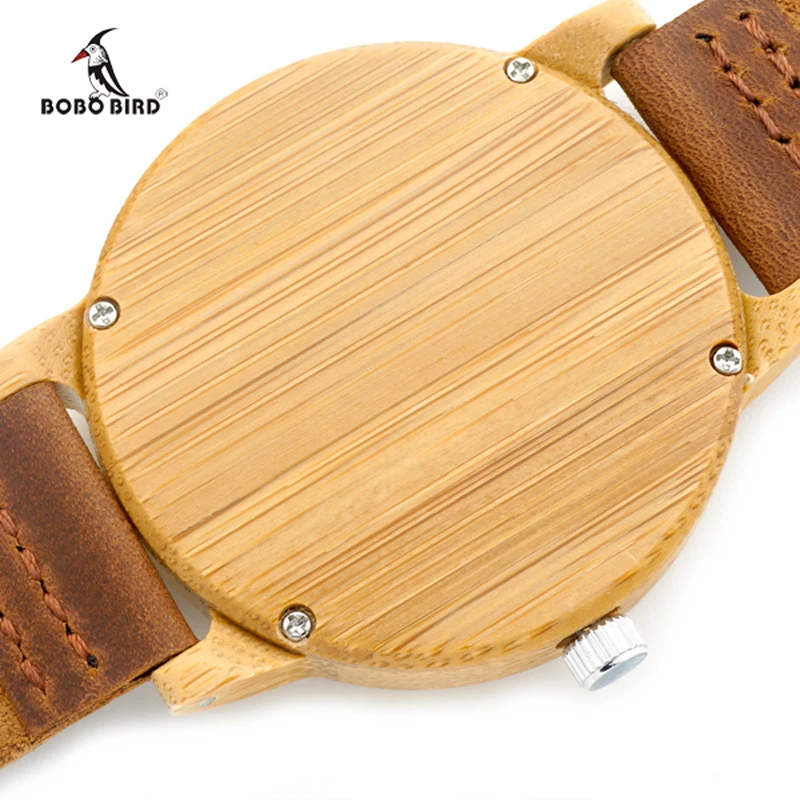 2017 Brand BOBO BIRD Quartz Leather Men Bamboo Watches Luxury Wristwatch Male Wood Watch relojes hombre Relogio Masculino C-A18