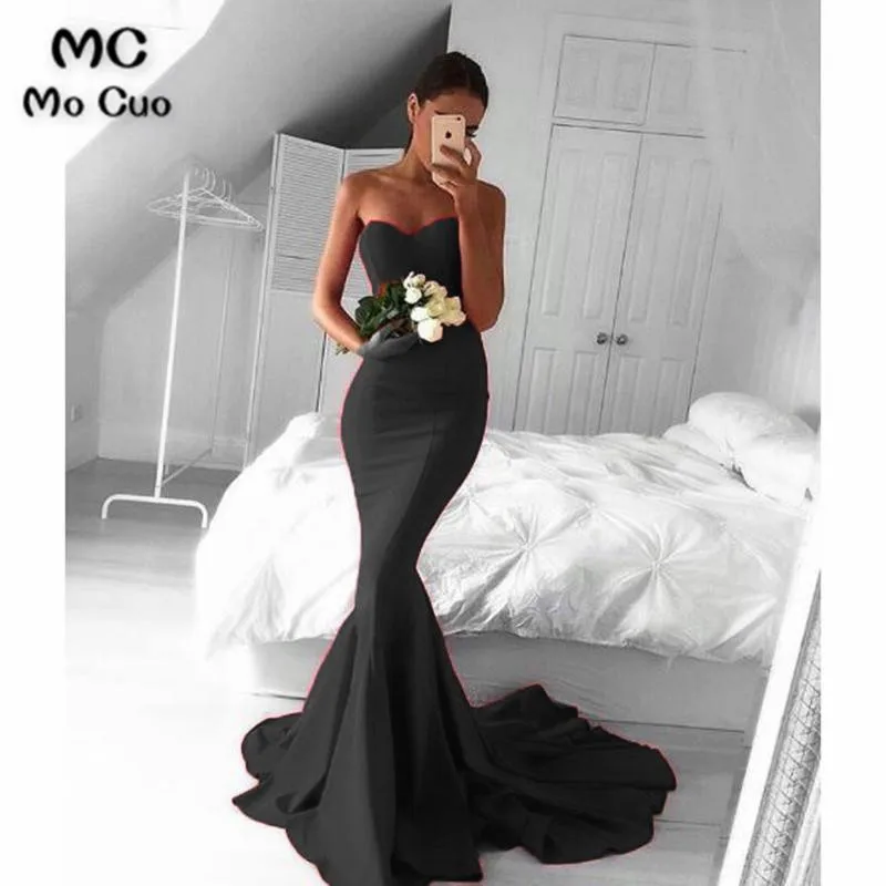 Red Mermaid Satin Evening Gown 2018 Sexy Sweetheart Pageant Dresses ,Long Prom Party Gown