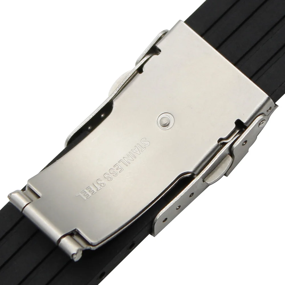 24mm x 11mm della Gomma di Silicone Cinturino per Oris Aquis Watch Band  Convesso Cinghia di Sicurezza In Acciaio Inox Fibbia Da Polso braccialetto  Nero|silicone rubber watchband|rubber watchbandsilicone watchband -  AliExpress