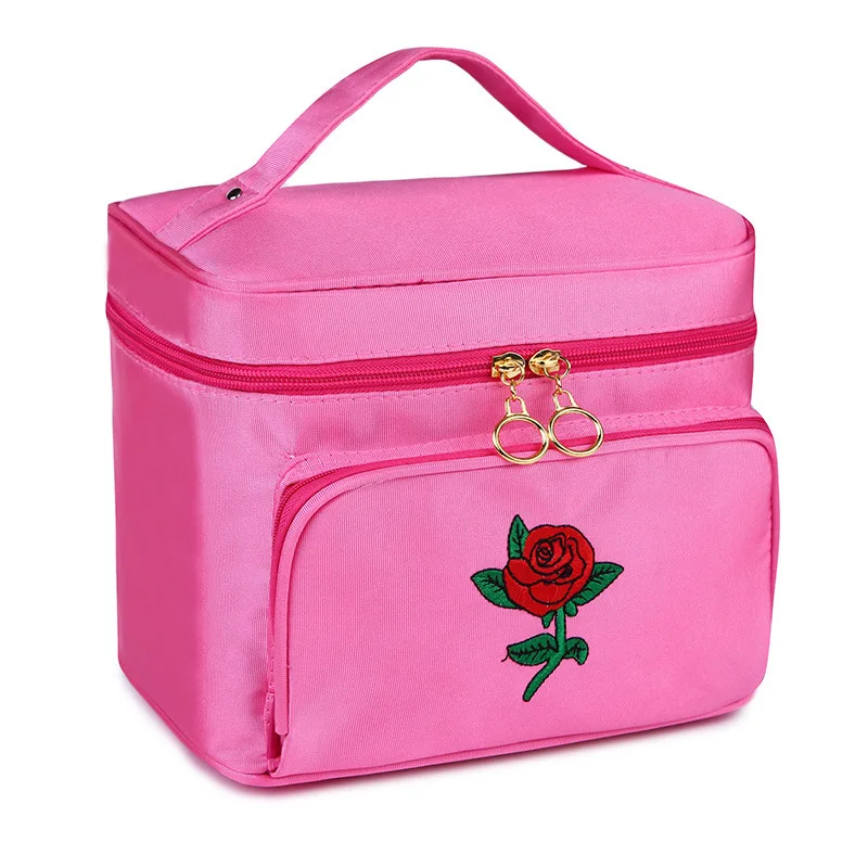 Bordado para Mulheres Caixa de Cosméticos Organizador da Viagem de Grande Capacidade de Higiene Coreano Ferramentas Cases Bolsa Pessoal Maquiagem Beleza Vaidade