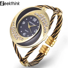 2018 New Gold Ladies Luxury Brand Quartz Watch Women’s Female Dress Bracelet Wristwatch Clock Design Diamond Crystal Ladylike