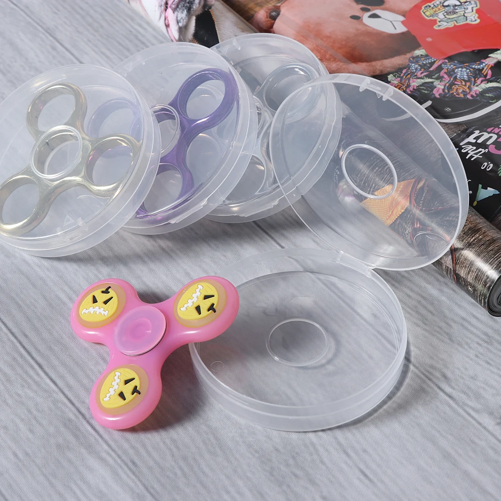 Toy Organizer Round Box ForHand Spinner Tri Fidget Fingertip Gyro Steel Ball High Grade Plastic