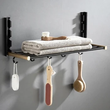 

Nail Free Space Aluminum Invisible Folding Towel Rack Single Double Towel Bar Towel Ring Clothes Hook Bathroom Accessories E