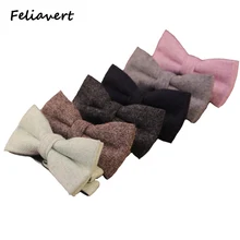 Модные шерстяные галстук-бабочка мужские Повседневное Бизнес бабочкой женские Свадебная вечеринка галстук британский стиль Бабочка коричневый Галстуки