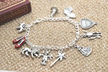 

12pcs Wizard of Oz Inspired Charm Bracelet silver tone