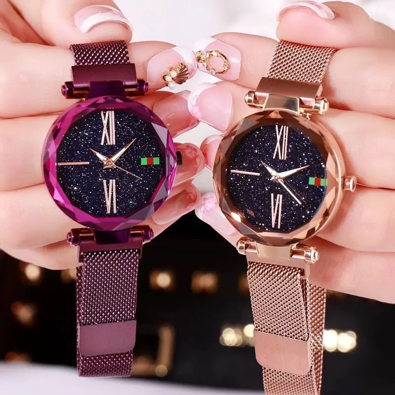 

Roman Numerals Luxury Brand Women Watches Magnet Gold Female Clock Rhinestones Quartz Ladies Watch montre femme reloj mujer