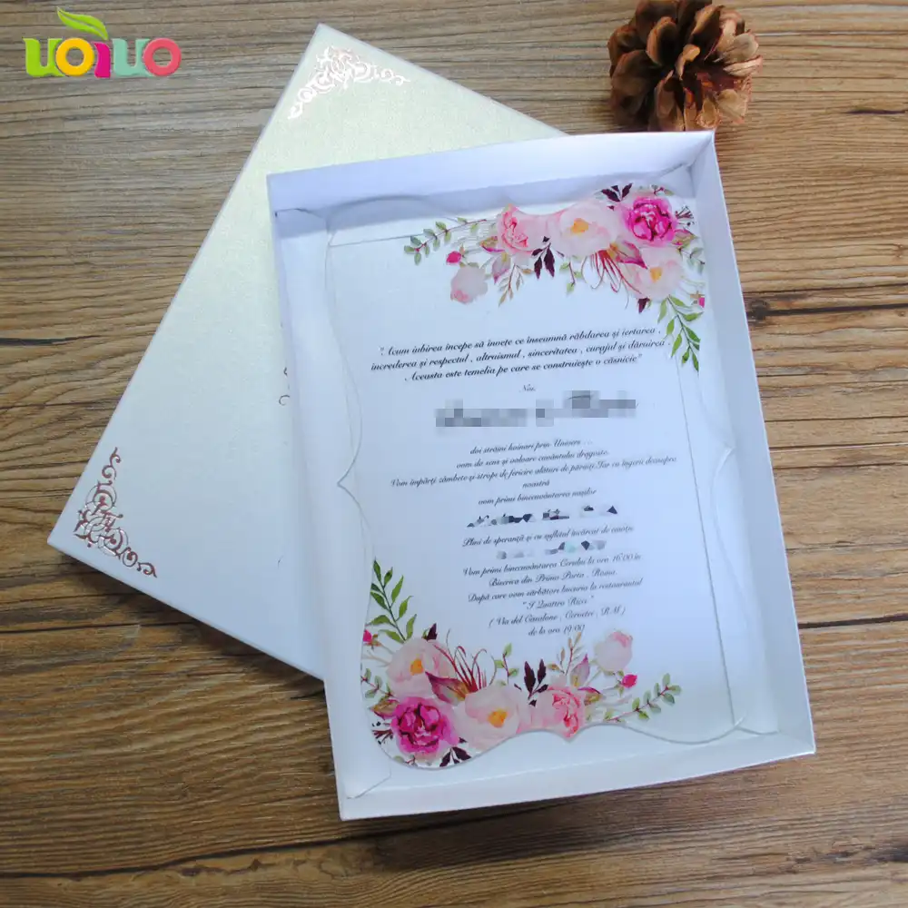 Popular Hot Laser Cut Simple Flower Lace Wedding Invitation Card