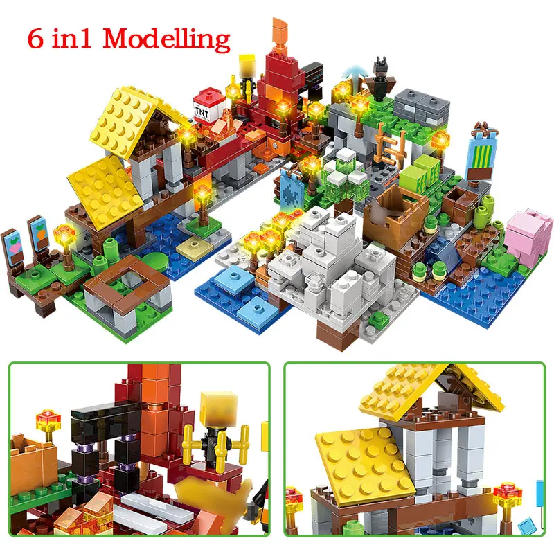 737pcs My World Farm Cottage Building Blocks Compatible LegoINGLY Minecraft Village Defend Homes Figures DIY Enlighten Kid Toys