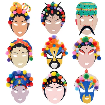 

DIY Handmade Craft Gifts Halloween Party Hand Painted Facial Decoration Peking Opera Face Mask DIY Dropshipping