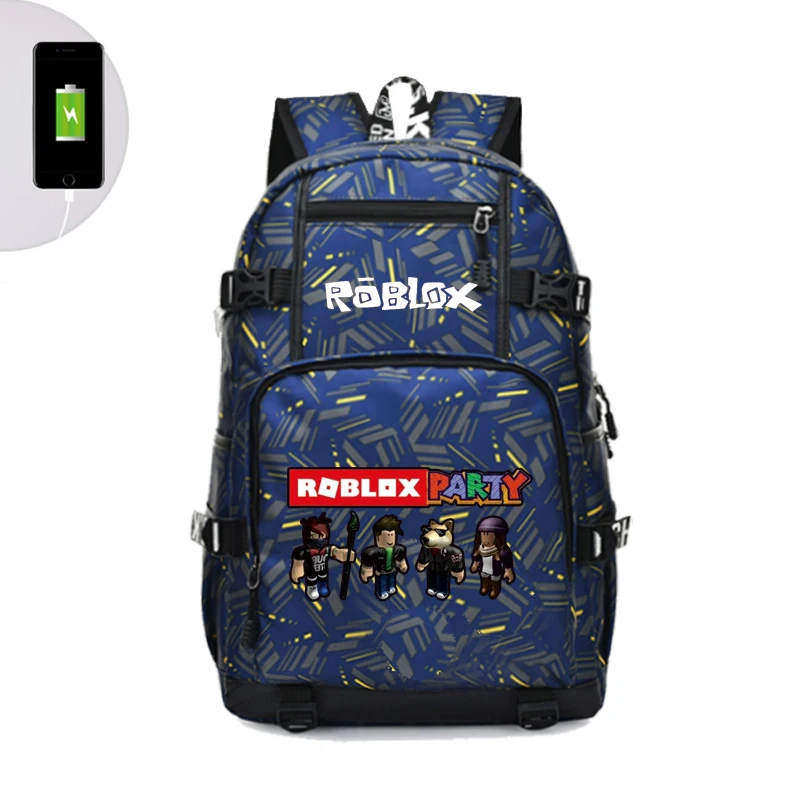 

Roblox Party Printing Backpack Large Stationery Bags USB Charging Laptop Backpack Canvas School Bags Roblox Travel Back Pack