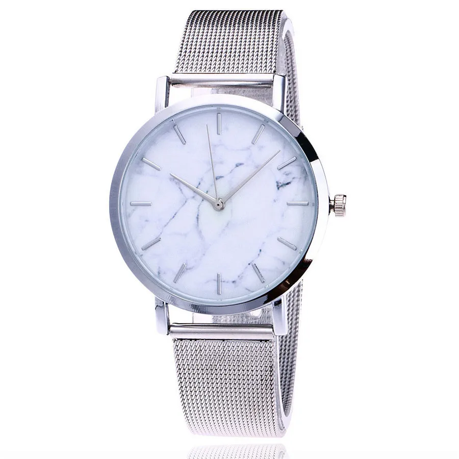 

Fashion Silver Women's Watches Creative Marble Wrist Watch Women Watches Mesh Band Ladies Watch Clock Relogio Feminino
