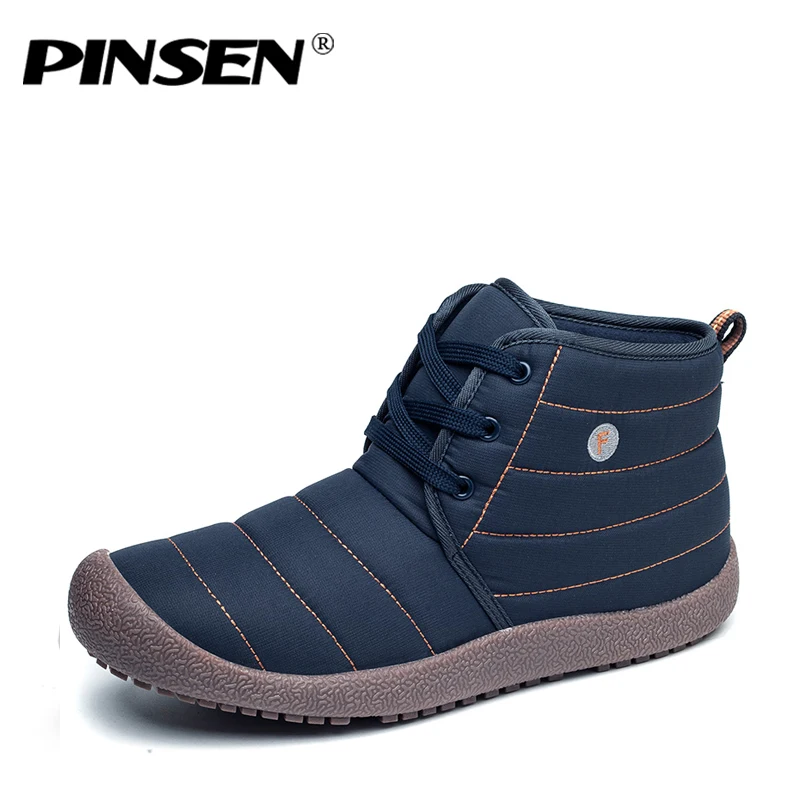 

2018 New Fashion Men Winter Shoes Solid Color Snow Boots Plush Inside Antiskid Bottom Keep Warm Waterproof Ski Boots Size 36-45