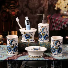 Из европейской керамики, окрашенная ванная комната, пять частей, костюм, американский кантри умывальник, мыльница, чашка для рта, украшение, LO871113