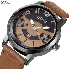 SOKI Top Brand Luxury Men's Leather Sports Watches Fashion Casual Quartz Watch Men Military Wrist Watch Male Relogio Clock SOKI Top Brand Luxury Men's Leather Sports Watches Fashion Casual Quartz Watch Men Military Wrist Watch Male Relogio Clock