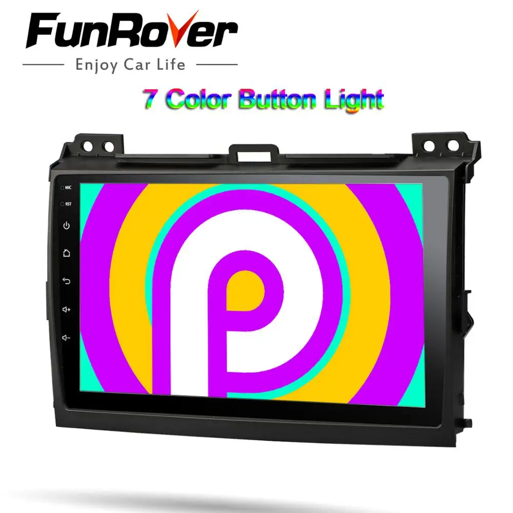  Funrover 2.5D+IPS 2 din Android 9.0 Car DVD Radio Multimedia for Toyota Prado 120 2004-2009 Car aut