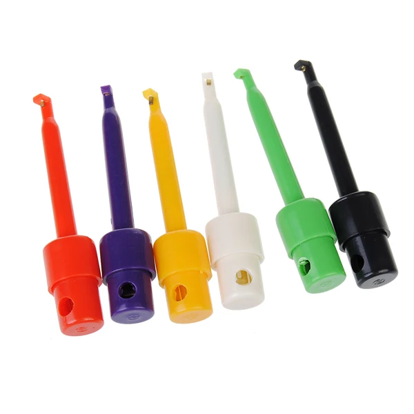 

6Pcs Test Probe Multimeter Lead Wire Kit Electronics SMD IC Cable Welding Hook Test Clip Probes Cable Colorful Test Hook Clip