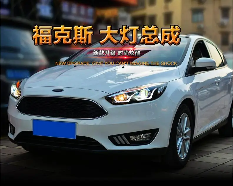 Hireno фары для- Ford Focus фар автомобиля сборки светодиодный DRL ангел объектив двойной луч ксеноновые 2 шт