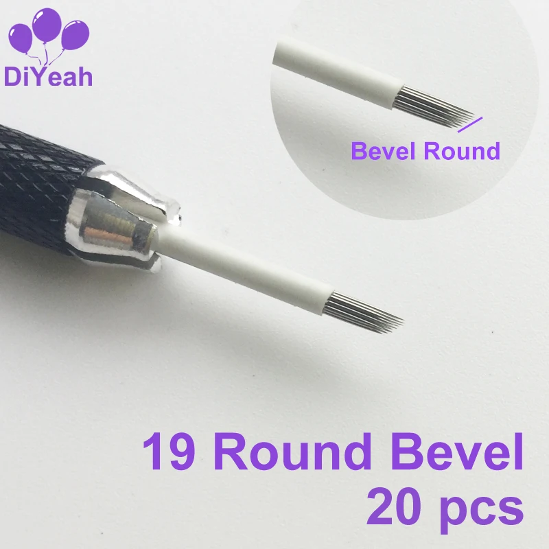 

20pcs 19 Round Bevel Needles for Manual Pen Semi Permanent Makeup Fog Pen Needle R19 Microblading Eyebrow Tattoo 3D Blades Tatoo