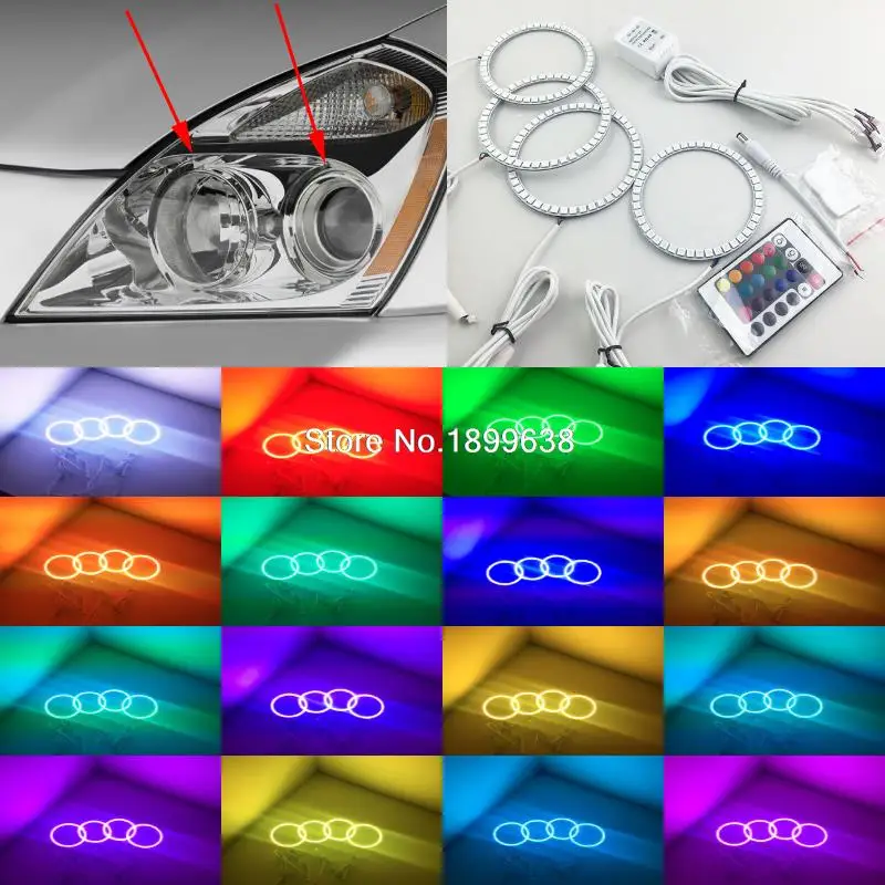 

Super bright 7 color RGB LED Angel Eyes Kit with a remote control car styling for Kia Carnival Sedona 2006 2007 2008 2009 2010