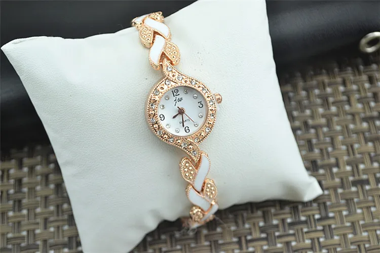 Модный бренд JW браслет часы для женщин Роскошные Кристалл платье наручные часы женские модные повседневные кварцевые часы reloj mujer - Цвет: Gold-White