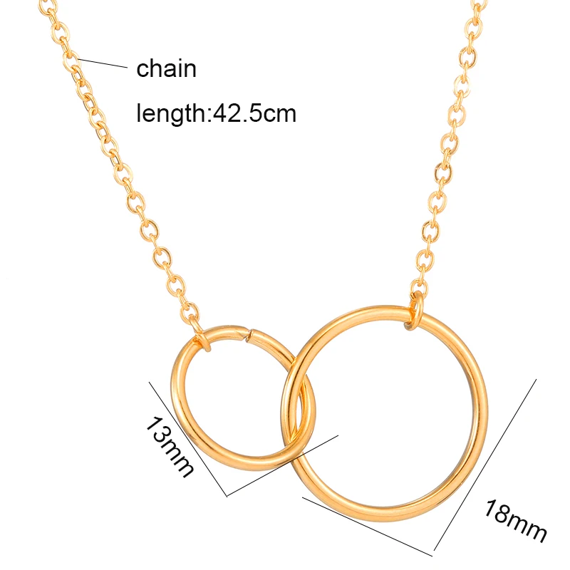 AMORUI Interlocking Love Pendants & Necklaces for Women Stainless Steel Double Circle Choker Statement Necklace Fashion Jewelry