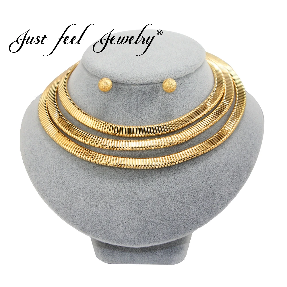 JUST FEEL, Африканский Дубай, ювелирный набор, змеиная цепочка, крутящий момент, панк колье, ожерелье, серьги для женщин, золотой цвет, эфиопские ювелирные изделия - Окраска металла: B0067