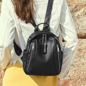 

FoxTail and Lily New Korean Stylish Genuine Leather Women Backpacks Luxury Quality Casual Female School Shoulder Bag Backpack
