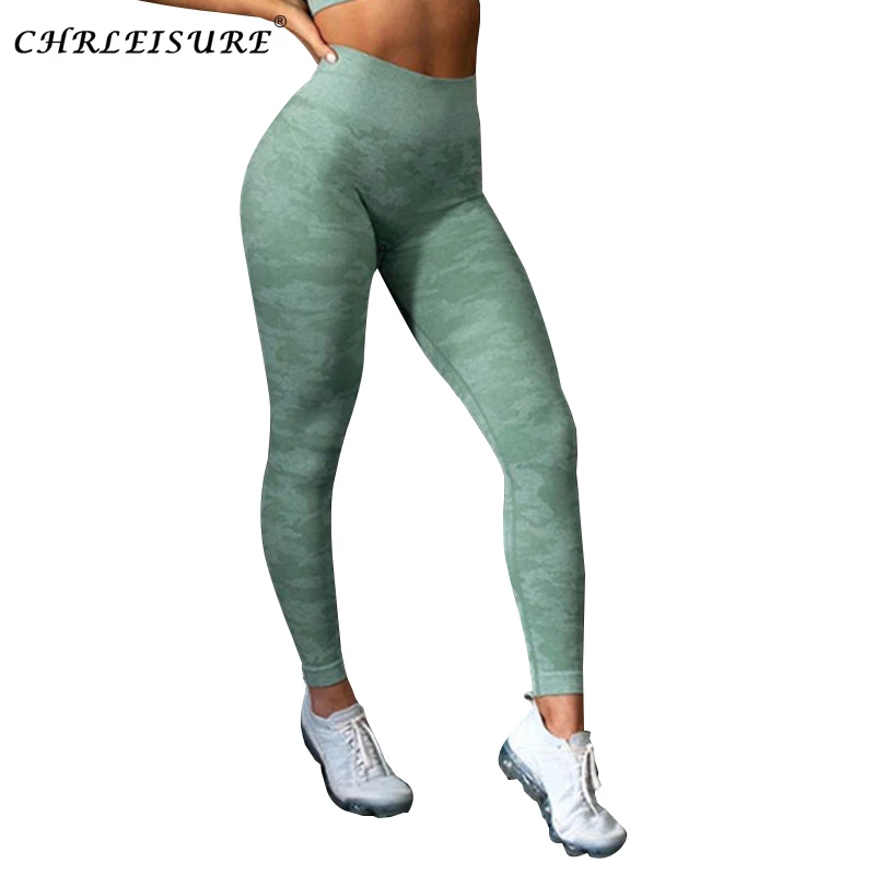 CHRLEISURE женские камуфляжные Бесшовные Леггинсы Спортивные штаны с высокой талией
