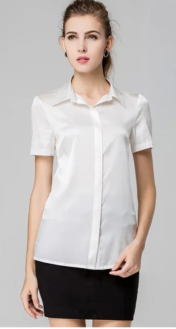 Aliexpress.com : Buy Women SILK blouse short sleeve blouse Plus size ...