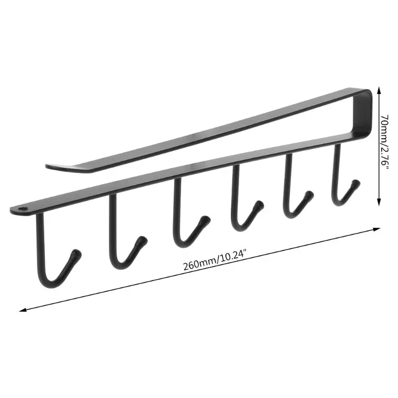 

Iron 6-hooks Storage Rack Wardrobe Organizer Hanger Cupboard Hanging Hook Shelf qiang