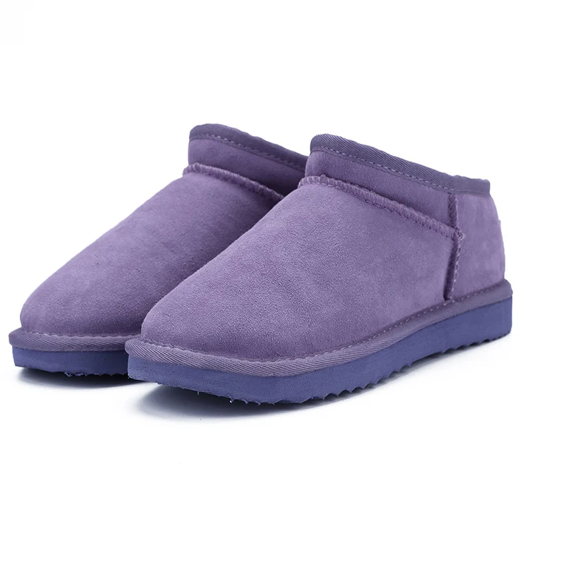 HABUCKN/женские зимние ботинки в классическом австралийском стиле; зимние теплые кожаные ботинки на плоской подошве; водонепроницаемые ботильоны высокого качества; большие размеры - Цвет: Purple