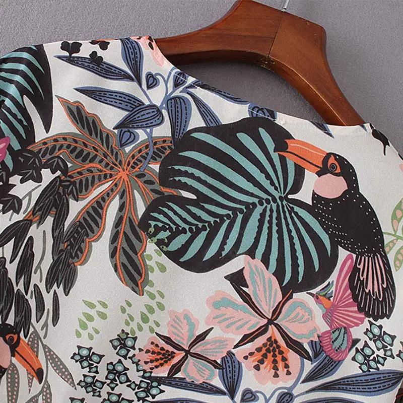 Floral Animal Summer Chiffon Women Kimono Cardigan 2019 Beach Patchwork Female Feminine Shirts Loose V Neck Wide Sleeve Lady Top