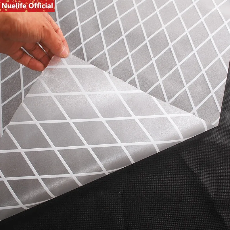 White diagonal plaid pattern electrostatic frosted glass opaque film living room bedroom office sliding door pvc window film