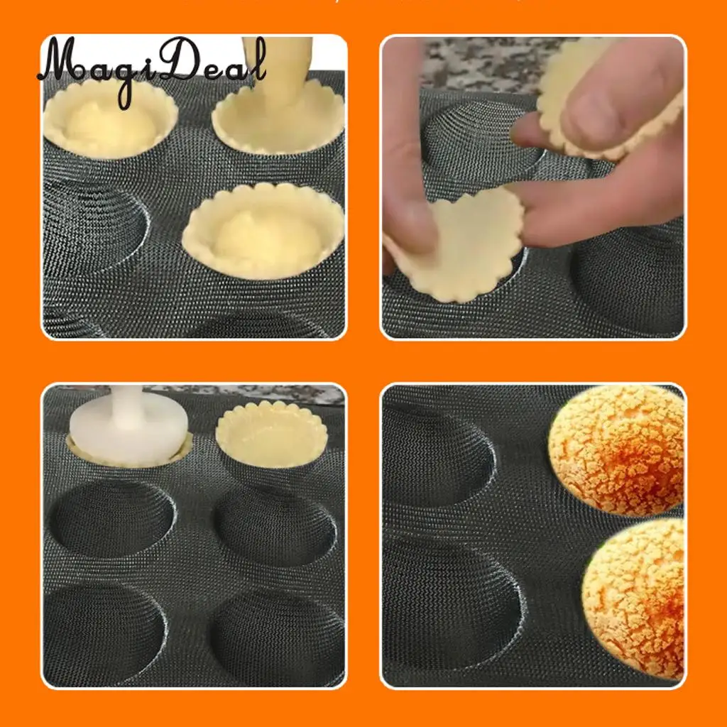 MagiDeal Silicone Hamburger Forms Peforated Bakery Bun Bread Mould Baking Tray 6 Cups