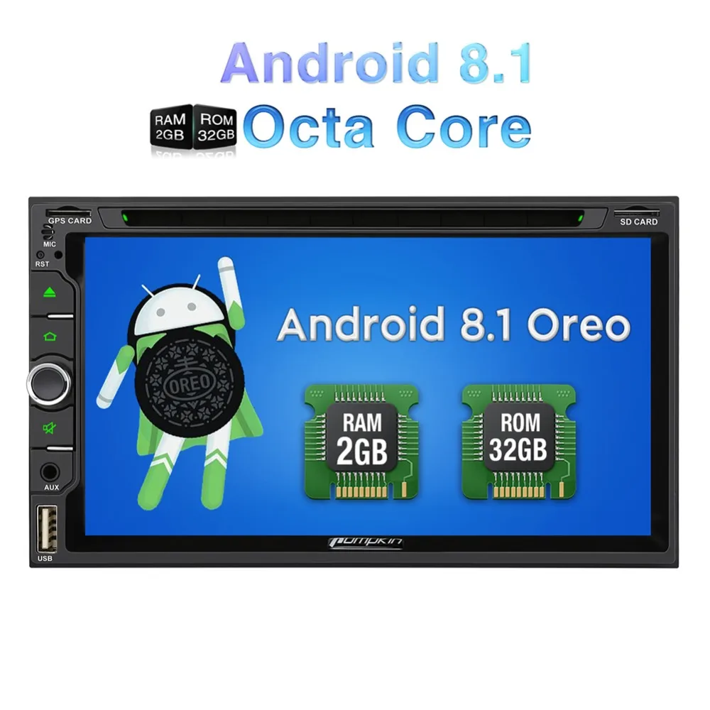 Pumpkin 2 Din 6.95'' Android 8.1 Univeral Car DVD Player GPS Navigation Stereo Touch Screen FM Rds Radio Wifi 3G Headunit |