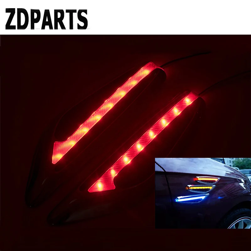 

ZDPARTS 2X Car Fender Side Air Vent Trim Warning LED Sticker For Hyundai i30 ix35 ix25 Solaris Tucson 2017 Mazda 3 6 cx-5 Subaru