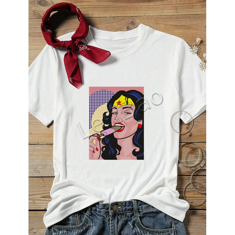 Wonder Woman Comic футболка женская летняя Повседневная топы футболки для девочек с