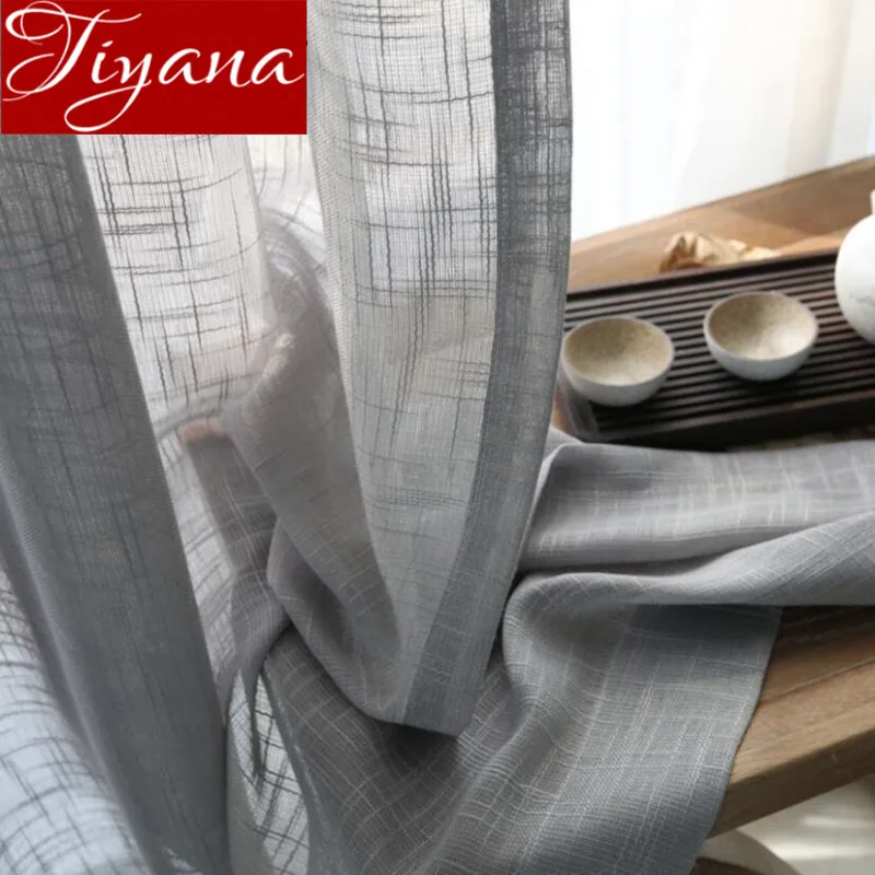 Серые занавески s однотонные прозрачные вуали для окон современные гостиной и