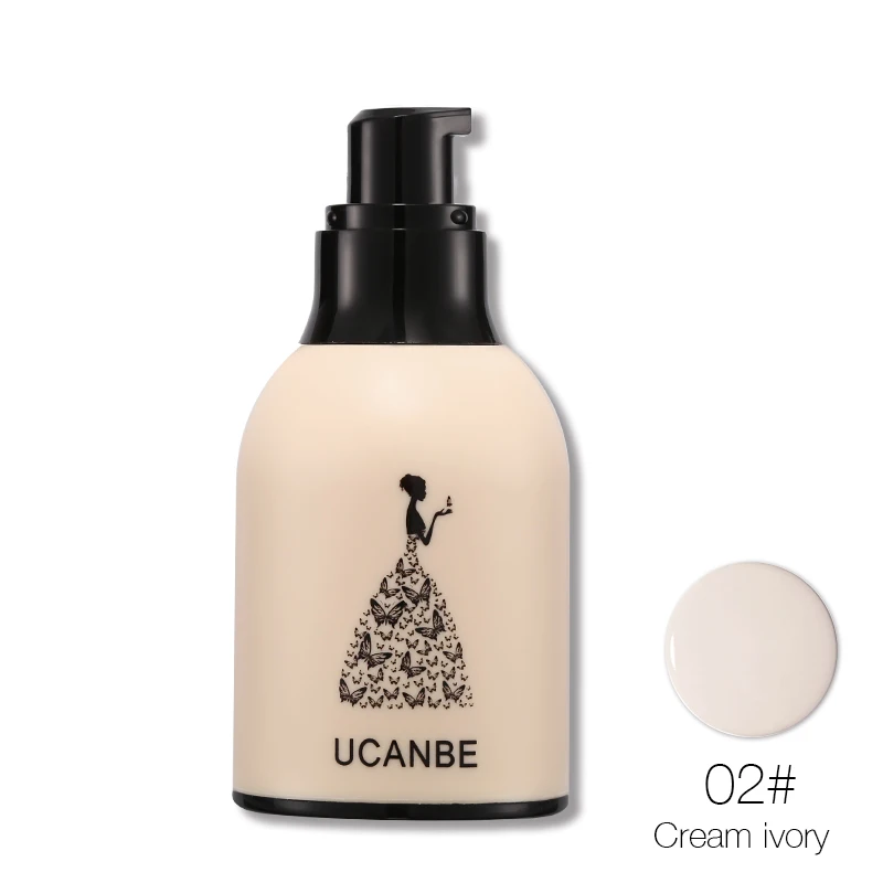 UCANBE, Жидкая основа для детской кожи, основа для лица, макияж, водостойкий BB крем, отбеливающий, натуральный, плотно прилегающий, покрытие, консилер, праймер - Цвет: 02 Cream Ivory