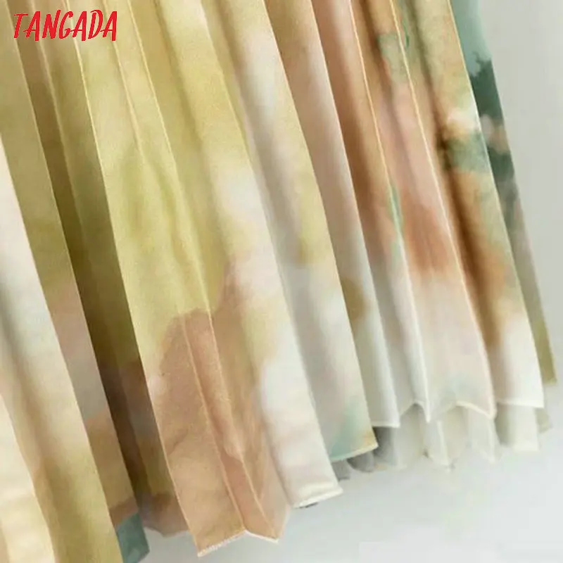 Tangada плиссированная юбка юбка плиссе юбка ниже колена юбка миди длинная юбка юбка с принтом дизайнерская юбка винтажный стиль XD386