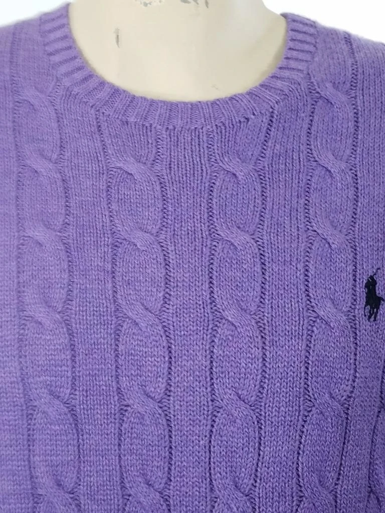 POLO RALPH LAUREN MEN'S SWEATER CABLE KNIT PURPLE COTTON SZ L NWT $99 (2)