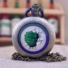 Новые поступления фильм Халк Зеленый кулак стеклянный купол дизайн кварцевые карманные часы ожерелье мужские и женские часы