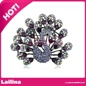 

100pcs/lot New Fastion Peacock Bird Colored Rhinestone Crystal Brooch Pin