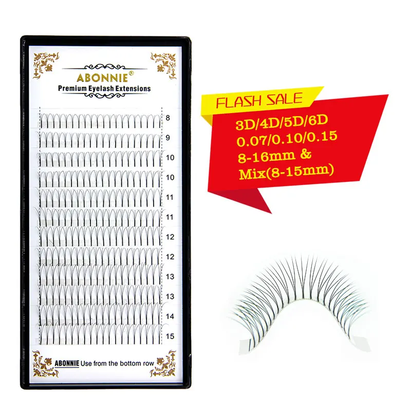 

ABONNIE 12rows Premade Volume Fan 3d4d5d6d Lash Russian Faux Mink Volume Eyelash Extensions Pre made Lash Extension