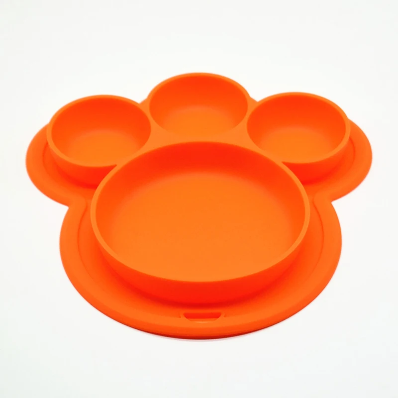 Baby Silicone Plate BPA Free Cartoon Bear Paw Shape Children Dinner Dishes Suction Toddle Training Tableware Kids Feeding Bowls