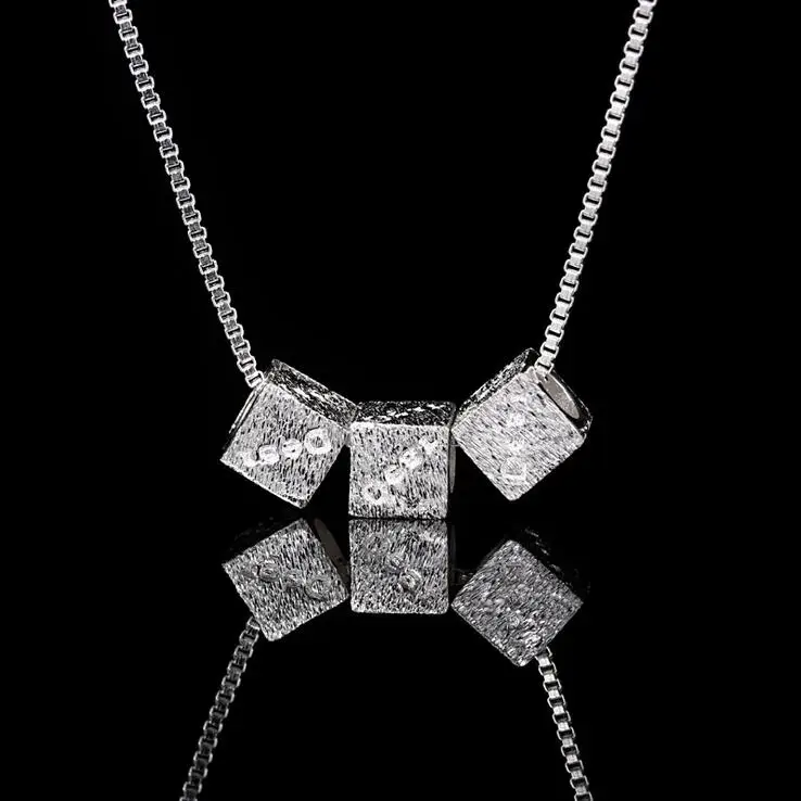 

Hot sell fashion square sugar 925 sterling silver ladies`short box chain women pendant necklaces birthday gift for lovers