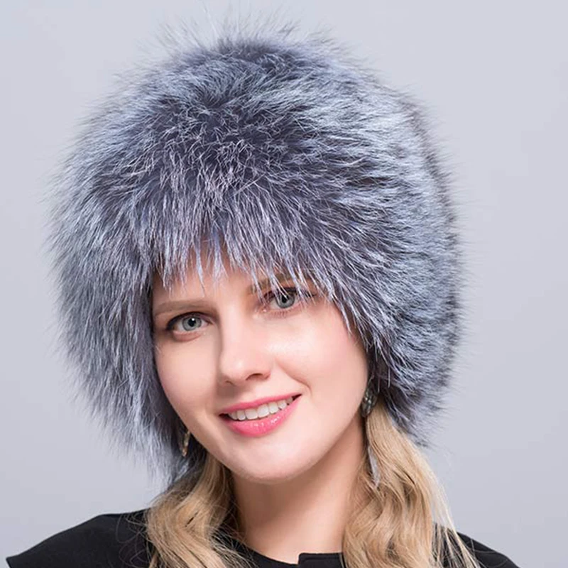 Женская шапка женская зимняя меховая из натурального Лисьего меха вязаная