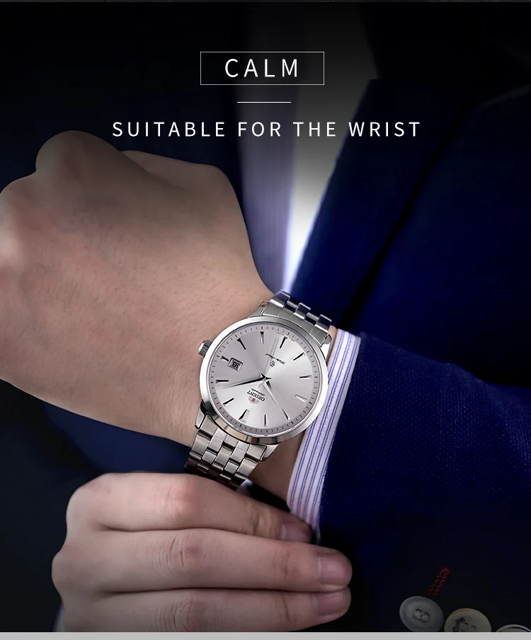 Оригинальные Ориент мужские часы автоматические механические часы с кожаным ремешком Модные 5 бар водонепроницаемые деловые наручные часы