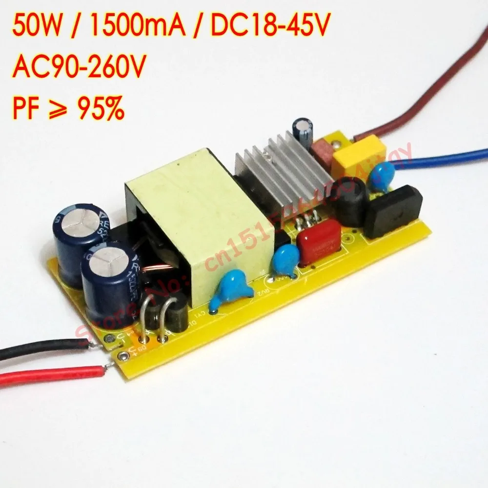 50W 1500mA DC 18V~ 45V Светодиодный драйвер для высокой мощности Светодиодный прожектор чип трансформаторы источник питания Вход AC 90 V-260 V 110V 220V