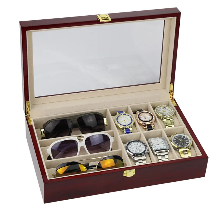 Горячее предложение дизайн подарочный чехол для солнцезащитных очков и часов exhibitor хранение палисандр лак часов коробка-органайзер estojo de joyas
